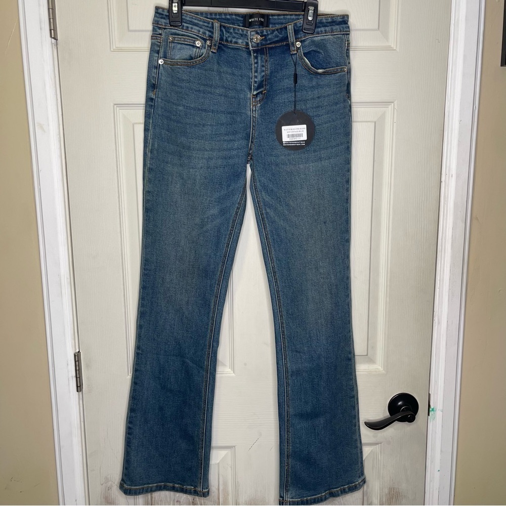 White Fox Wait For No One Mid Rise Bootleg Jeans Mid Vintage Blue Sz L